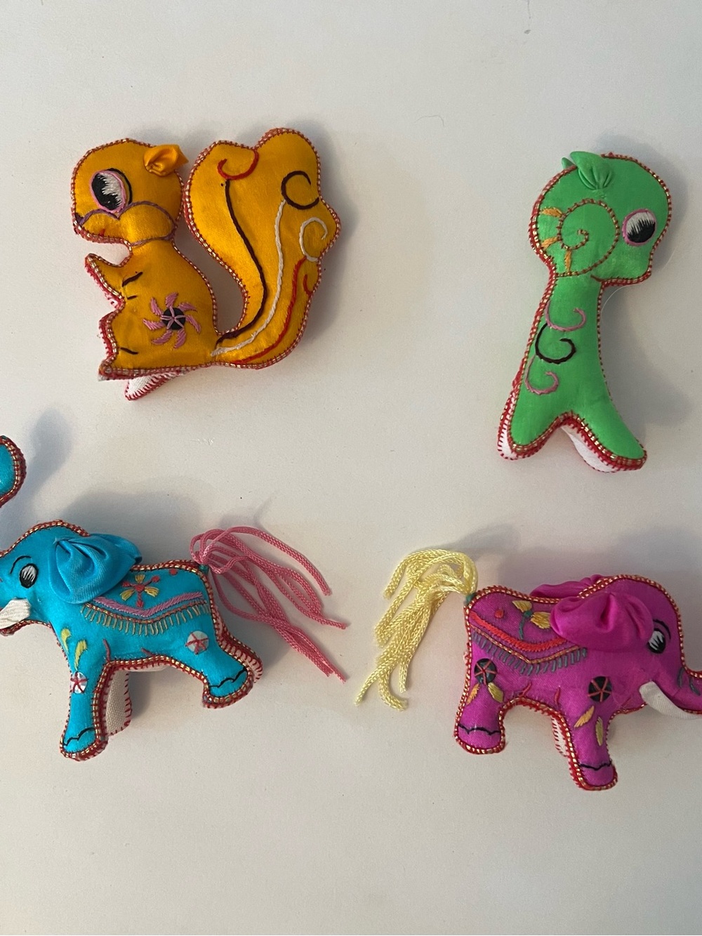 Vintage Handmade Indian Embroidered Stuffed Animal Ornaments. Set of 10. - Picture 5 of 10
